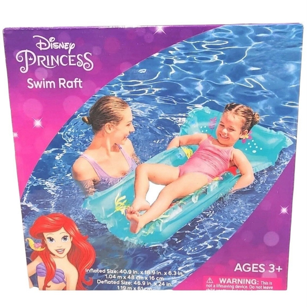 Disney Princess Little Mermaid Swim Raft Kids Teal Ariel Inflatable Pool Float